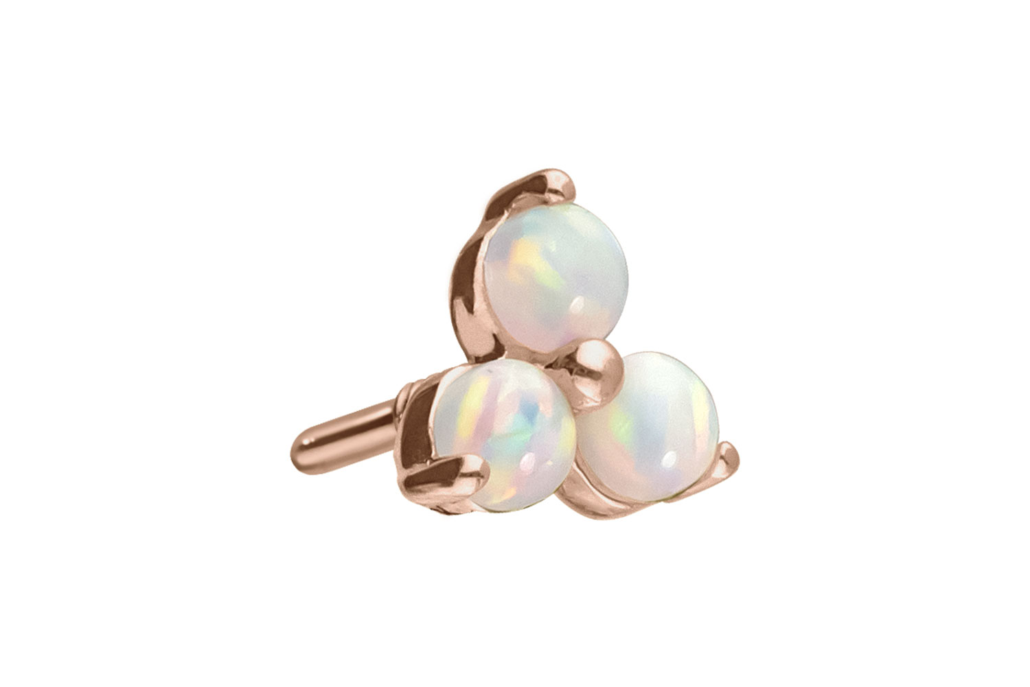 14 Karat Gold Schraubaufsatz mit Außengewinde BLUME + 3 SYNTHETISCHE OPALE von Piercingline